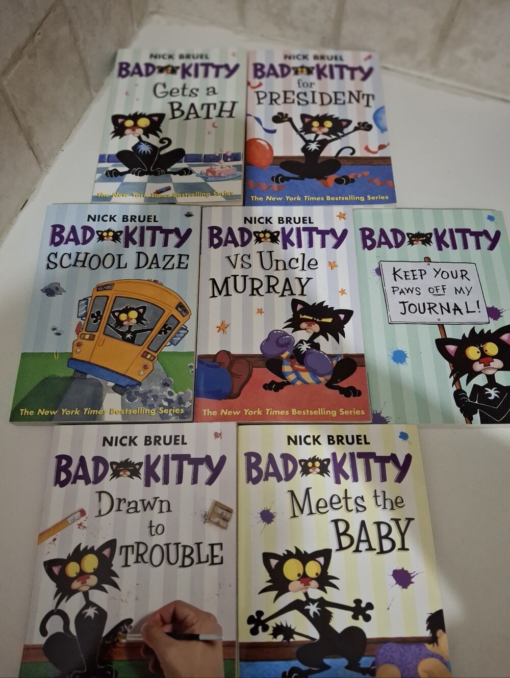 Nick Bruel Bad Kitty Kids Fictional Books Set Of 7